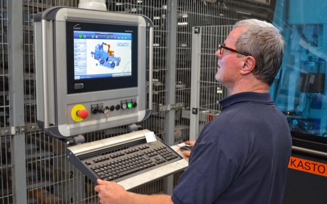 The saws are operated via a touch-screen control terminal.