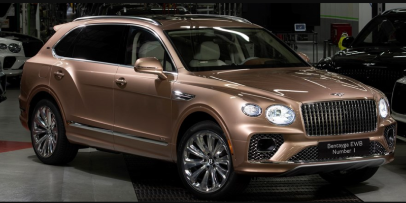 Bentley Motors brown vehicle with extended wheelbase produced in the factory in crewe