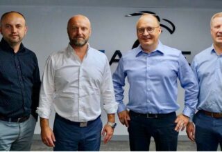 In the picture (from left to right): Eagle Commercial Director Mr. Bartosz Krzewina, Eagle CEO Mr. Marcin Ejma, Pivatic CEO Mr. Jan Tapanainen, and Pivatic Technical Director Mr. Mika Virtanen at the Eagle headquarters.
